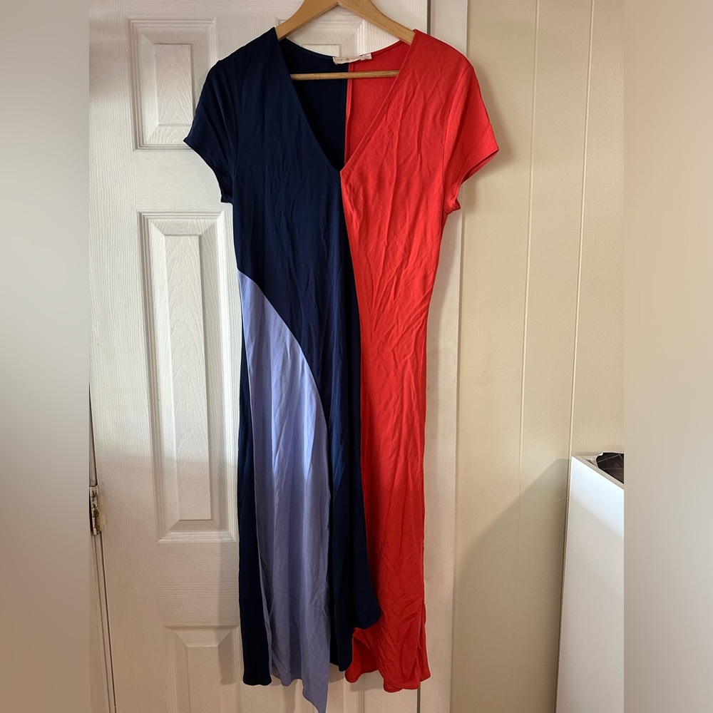 Tory Burch slip on asymmetrical color block dress size L